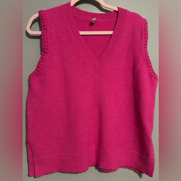 Wishlist Sweaters - Wishlist Hot Pink V-Neck Knit Sweater Vest